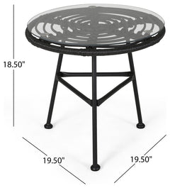 Glum Outdoor Patio Seating Set 2 Chairs and 1 Table Set (Black + White)