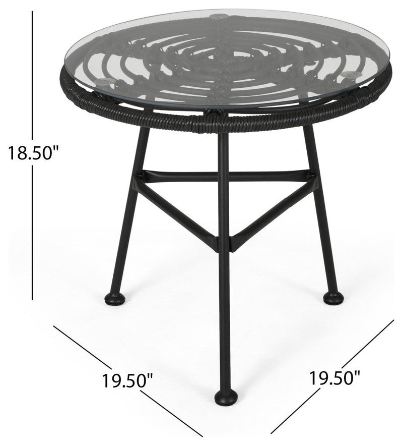 Glum Outdoor Patio Seating Set 2 Chairs and 1 Table Set (Black + White)