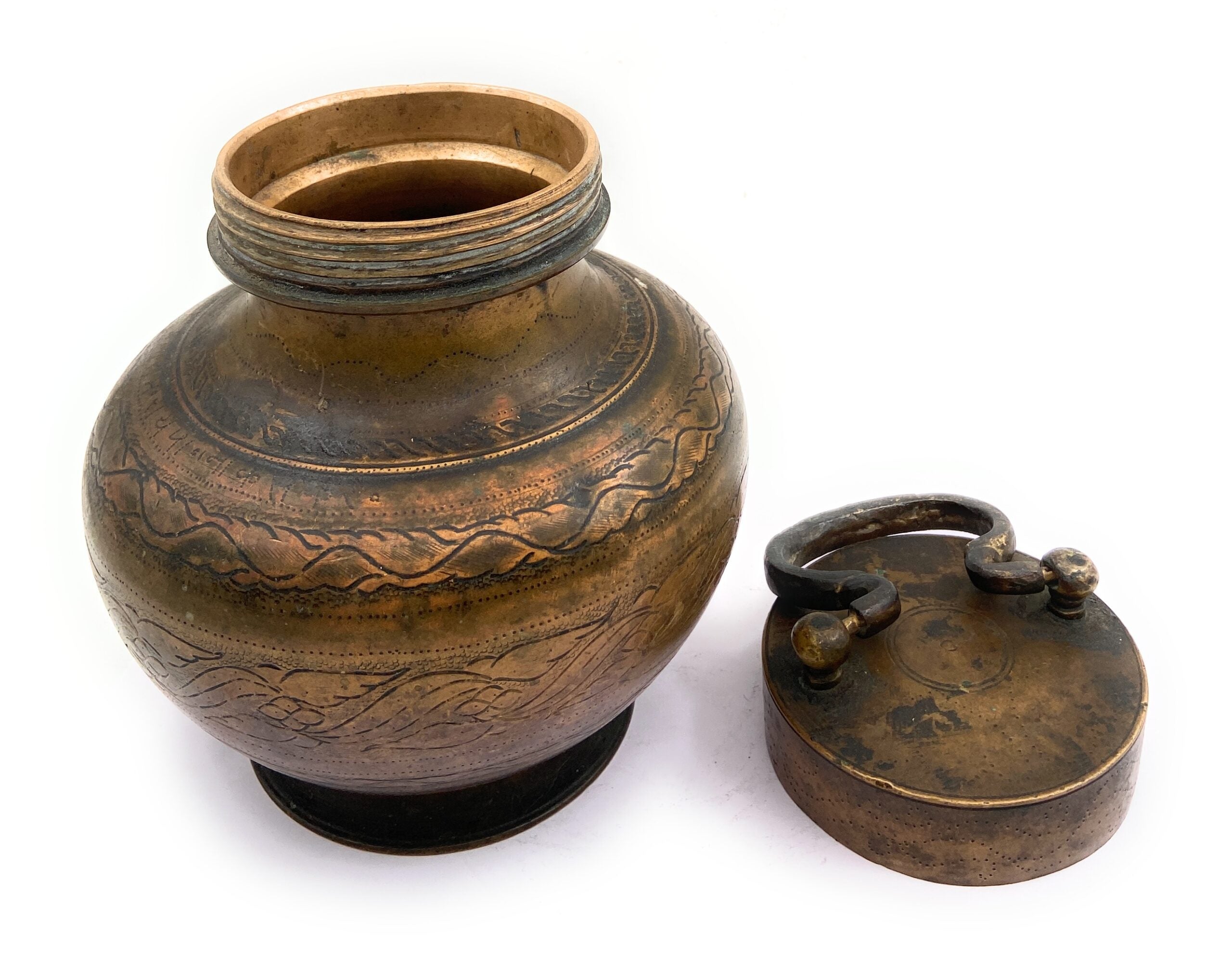 Bhunes Brass Antique Kamandal | Stoup | Gangajali With 1 Litre Capacity,Gold, 7.5 Inch, 1 Piece