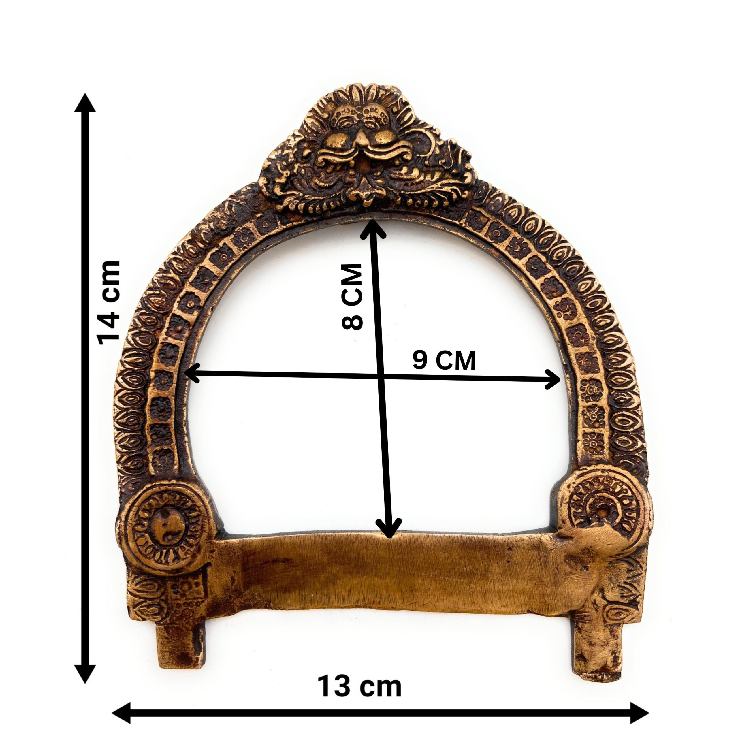 Bhunes Small Brass Prabhavali Arch Frame – Wall Hanging Prabhawali for Temple, Home Decor & Deity Backdrop | Traditional Prabhaval for Pooja Mandir, Gold, 5.5 Inch, 1 Piece