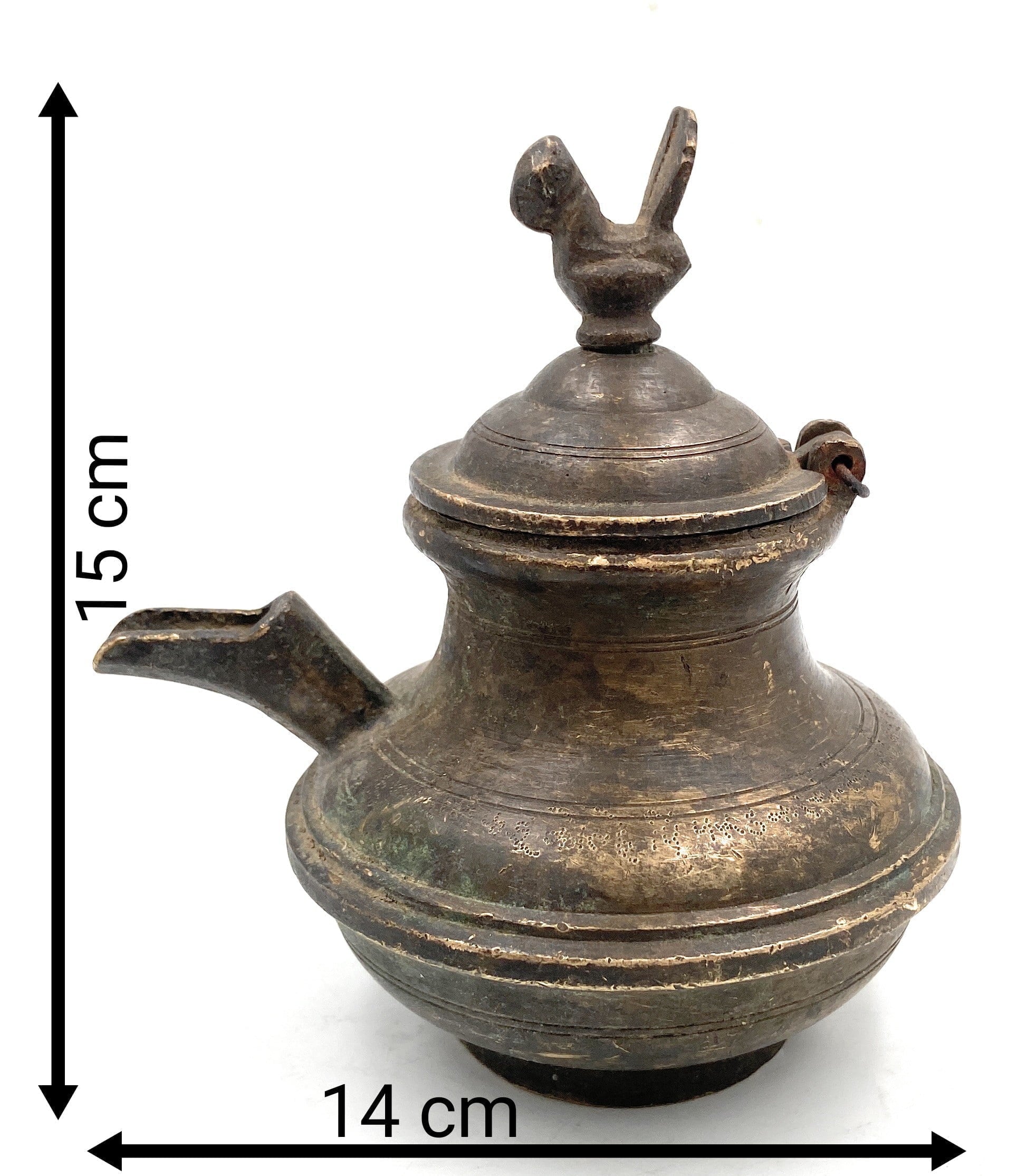 Bhunes Brass Antique Gangajali, Water Kamandal, Loota, Lota, Chambu, Lotiya, Stoup, Ganga Jali, Geedani, Gee Dani,Gold, 6 Inch, 1 Piece