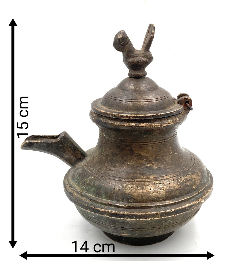 Bhunes Brass Antique Gangajali, Water Kamandal, Loota, Lota, Chambu, Lotiya, Stoup, Ganga Jali, Geedani, Gee Dani,Gold, 6 Inch, 1 Piece