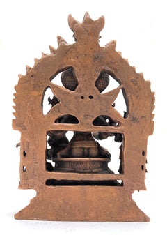 Handcrafted Copper Vishnu Idol, Lord Narayana Lakshmi Vishnu Murti for Home Temple, Pooja & Spiritual Decor,Brown, 6.5 Inch, 1 Piece