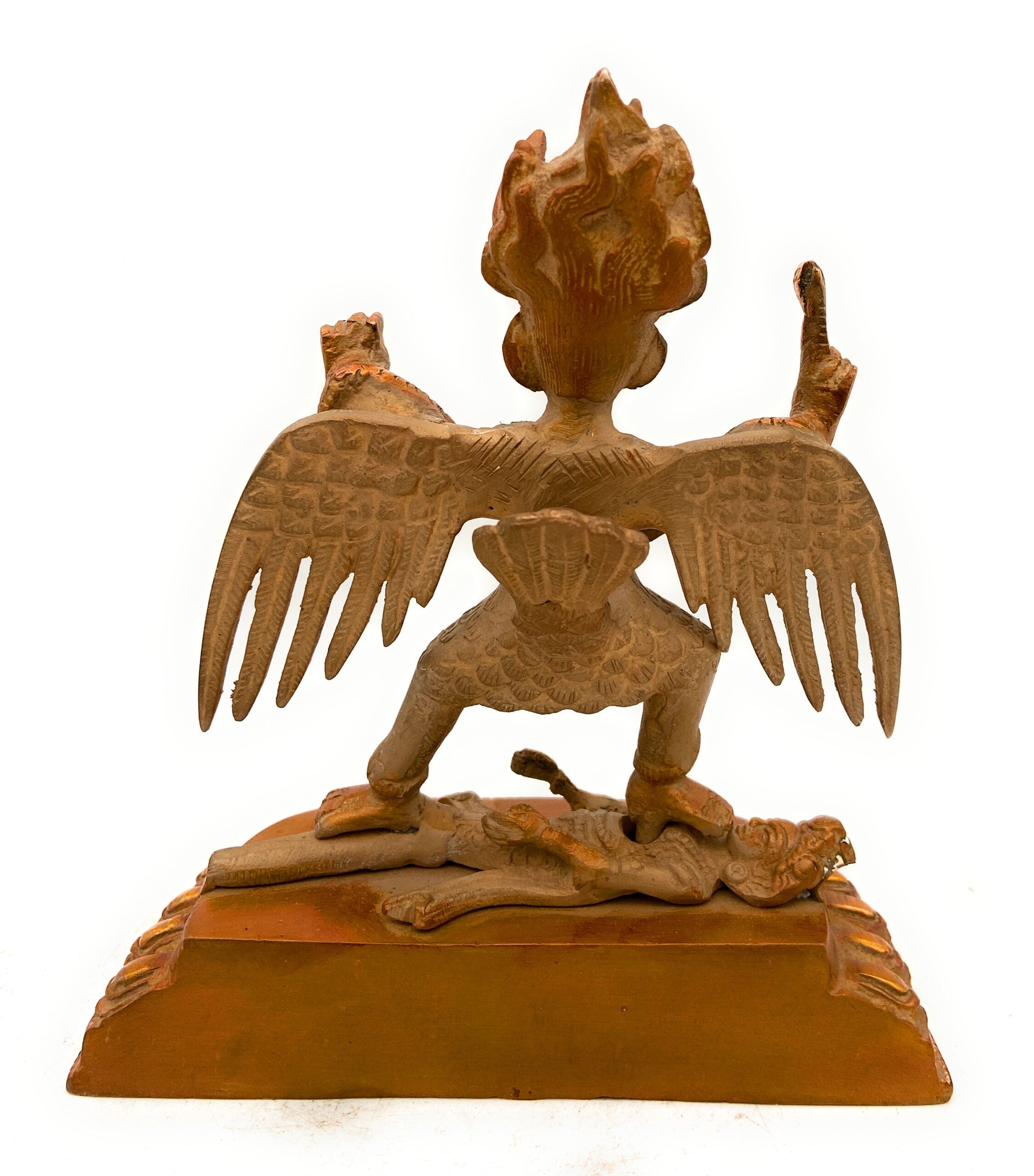 Handcrafted Brass Garuda Vahana Idol – Vishnu Vahana Suparna Pakshiraja Statue for Pooja, Home Temple & Decor, Gold, 7 Inch, 1 Piece