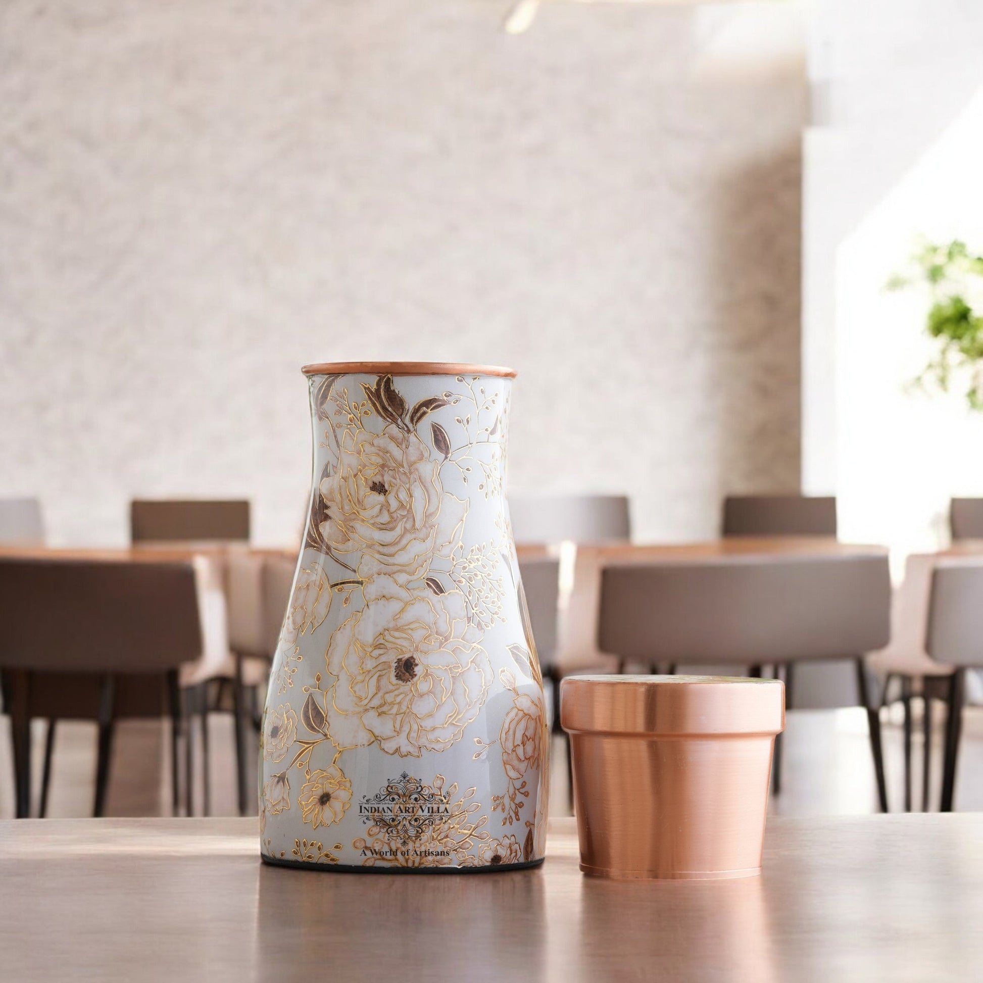 Pure Copper Gold Print Luxury Design Bedroom Bottle,  Home Décor, Marble Finish, 950 ml