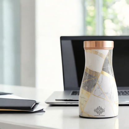 Pure Copper Gold Print Luxury Design Bedroom Bottle,  Home Décor, Marble Finish, 950 ml
