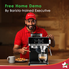 Wonderchef Regalia Bean to Cup 20 Bar Coffee Maker with Built-in Grinder | Espresso, Cappuccino, Latte, Mocha, Cold Coffee |Adjustable Grinding |Adjustable Milk Frothing Steamer | Metal Porta Filter | 2 Thermostats | 1.5L Water Tank |1200W-6