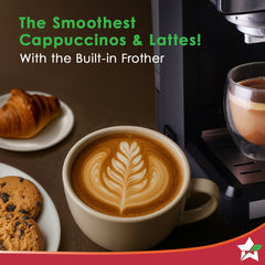Wonderchef Regalia Automatic 20 Bar Coffee Maker with Auto Frother | Espresso, Cappuccino, Latte, Mocha | Built-in Milk 