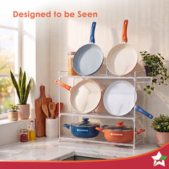 Wonderchef Natura Ceramic Kadhai & Glass Lid for Cooking, 24cm, 2.5L, Non-toxic Chemical-free Coating, PFOA/PFAS-Free, F