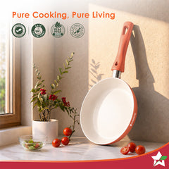 Wonderchef Natura Ceramic Fry Pan for Cooking, 24cm, 1.8L, Non-toxic Chemical-free Coating, PFOA/PFAS-Free, For Kitchen,