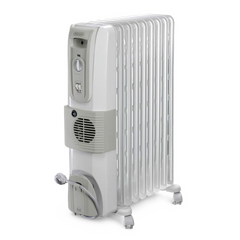 DELONGHI 12 Fin Oil Filled Radiator Room Heater with Fan (White, 3000 Watts)