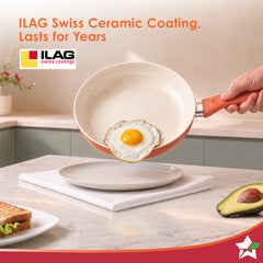 Wonderchef Natura Ceramic Fry Pan for Cooking, 24cm, 1.8L, Non-toxic Chemical-free Coating, PFOA/PFAS-Free, For Kitchen,