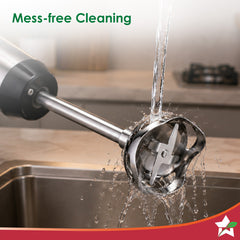Wonderchef Inox Stainless-steel Hand Blender for Kitchen, 300W Motor, Blend Soups, Vegetables, Baby Food, Buttermilk, Si