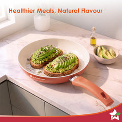 Wonderchef Natura Ceramic Fry Pan for Cooking, 24cm, 1.8L, Non-toxic Chemical-free Coating, PFOA/PFAS-Free, For Kitchen,