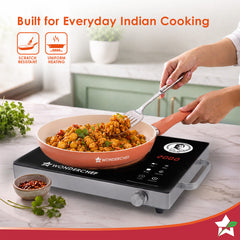 Wonderchef Natura Ceramic Fry Pan for Cooking, 24cm, 1.8L, Non-toxic Chemical-free Coating, PFOA/PFAS-Free, For Kitchen,