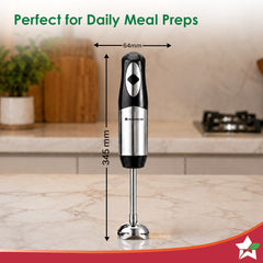 Wonderchef Inox Stainless-steel Hand Blender for Kitchen, 300W Motor, Blend Soups, Vegetables, Baby Food, Buttermilk, Si