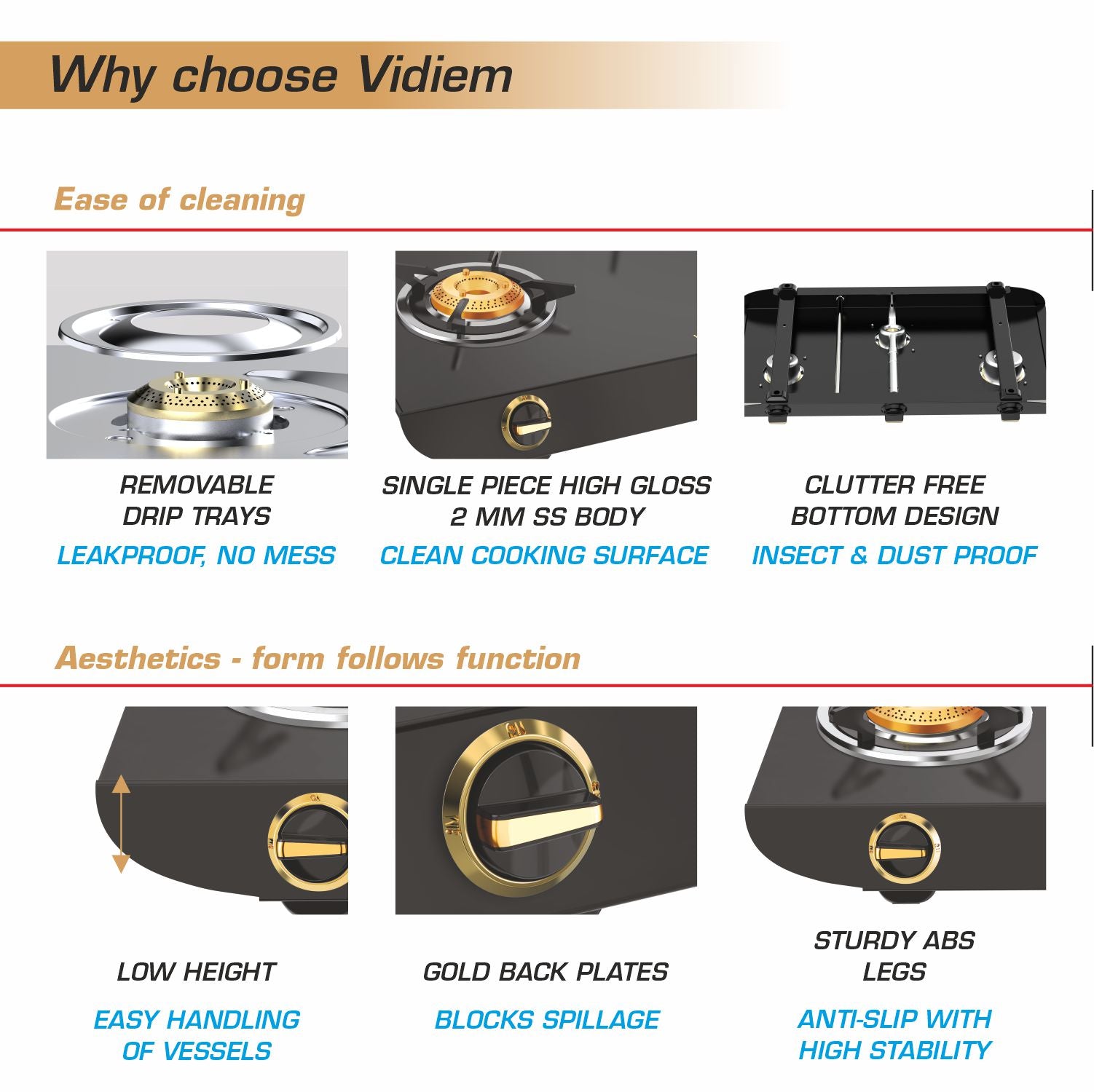 VIDIEM TUSKER GOLD 3Burner Gas Stove