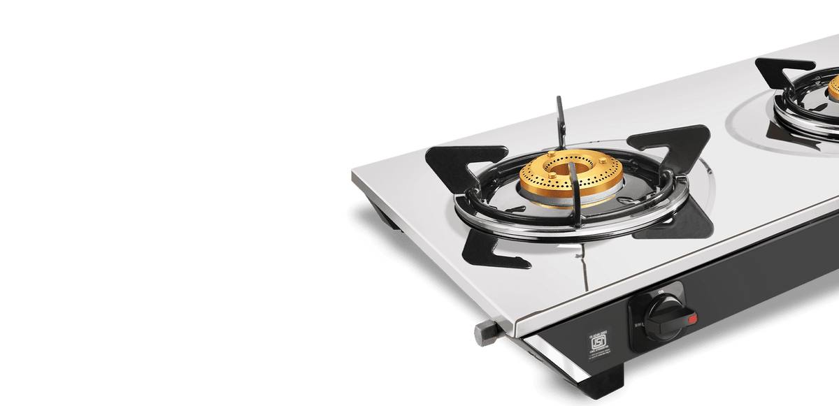 Vidiem Gas Stove SS2 196 A Viva (Silver & Black) | 2 Burner Stainless Steel | ISI Certified | Manual Ignition | 5 Years 