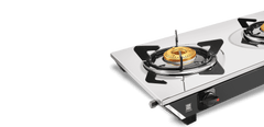 Vidiem Gas Stove SS2 196 A Viva (Silver & Black) | 2 Burner Stainless Steel | ISI Certified | Manual Ignition | 5 Years 