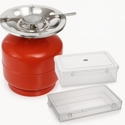 पोर्टेबल कुकिंग स्टार्टर किट - गैस सिलेंडर और स्टोरेज बंडल