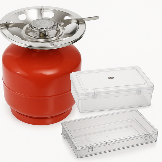 पोर्टेबल कुकिंग स्टार्टर किट - गैस सिलेंडर और स्टोरेज बंडल