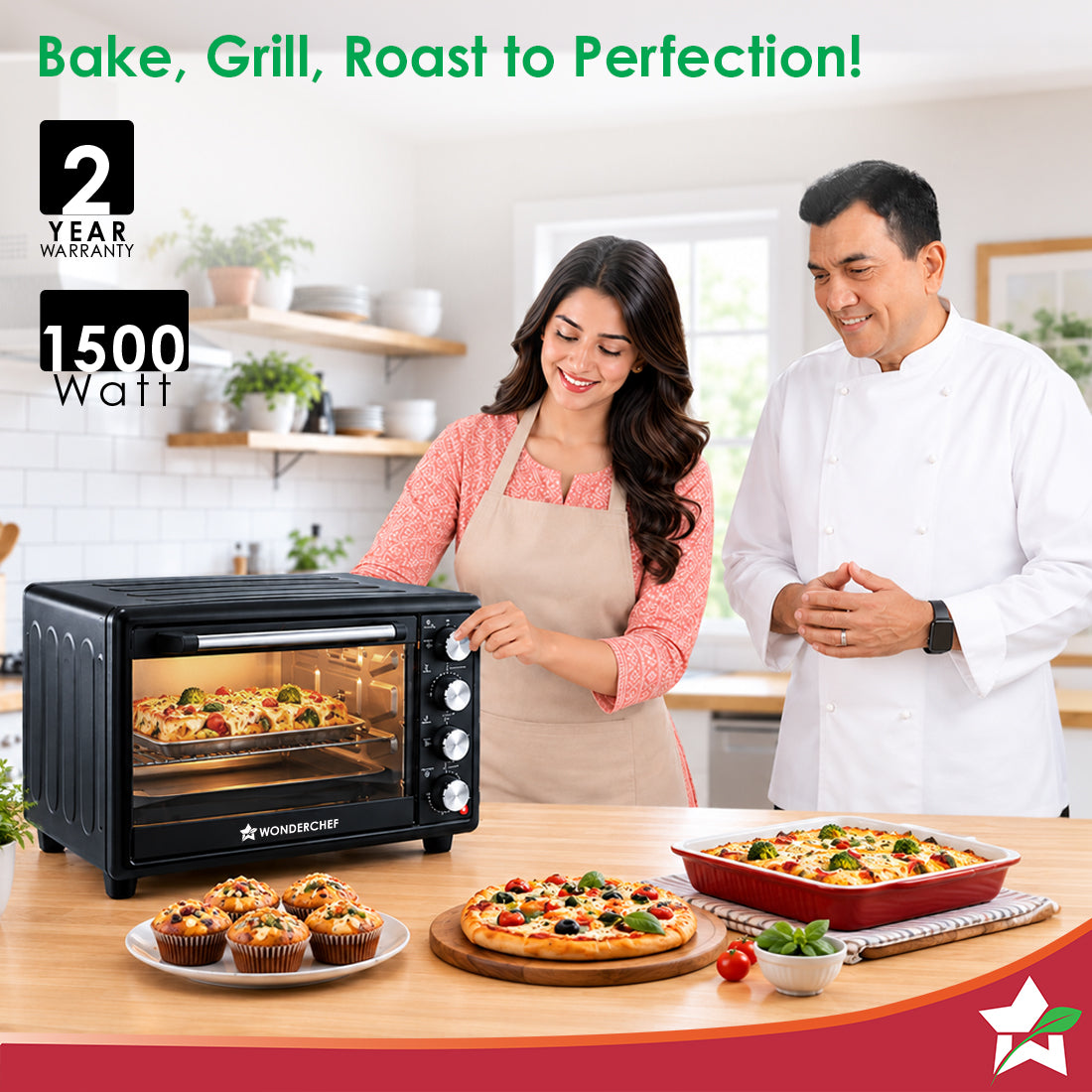 Wonderchef Oven Toaster Griller 30 L with Rotisserie and Convection for Baking, Top and Bottom Heat Selector, Auto-Shut 