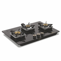 Vidiem Vogue 3-Burner Gas Cooktop/Hob | World's First Fully Removable Burner Assembly | 10Mm Toughened Glass | Hexa Flam