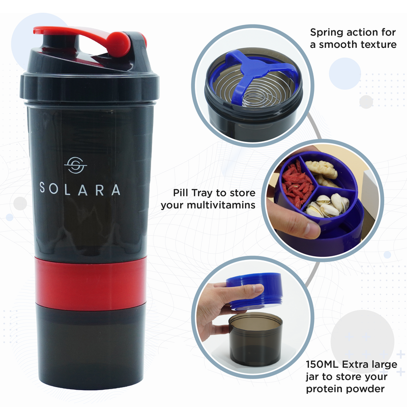 Protein Shaker Bottle with Spring Coil- 650 ML