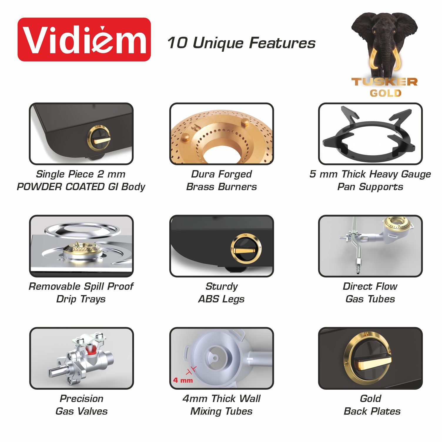VIDIEM TUSKER GOLD 3Burner Gas Stove