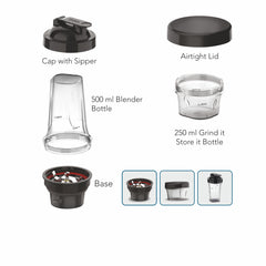 Vidiem Exclusive Personal Blender Jar Attachment for Vidiem Mixer Grinders (250 ml & 500 ml)