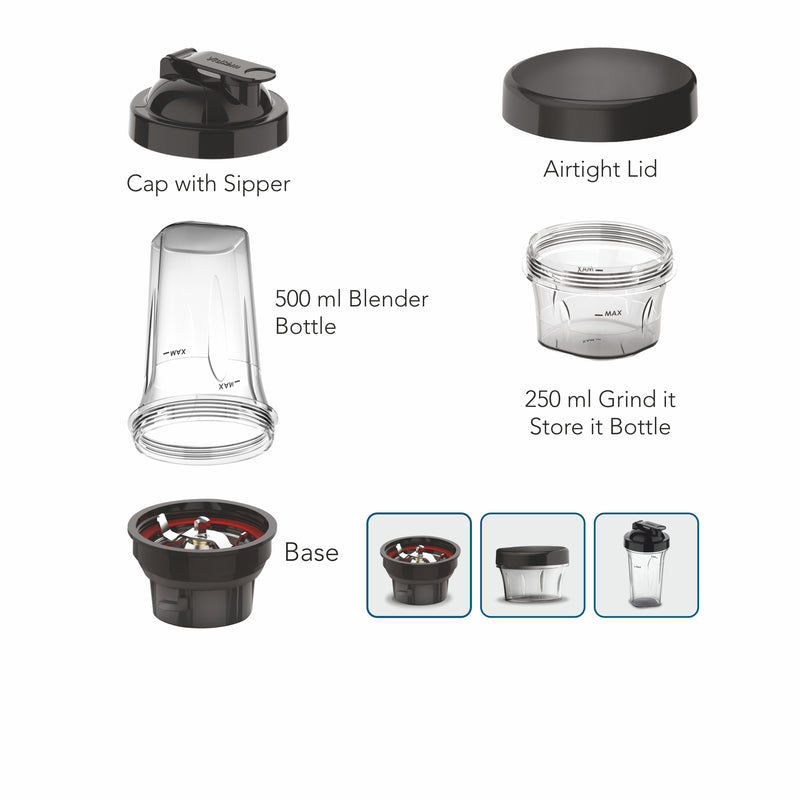 Vidiem Exclusive Personal Blender Jar Attachment for Vidiem Mixer Grinders (250 ml & 500 ml)