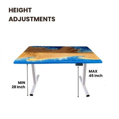 ImperiumX blue beach island standing desk with white legs - 4FT x 2FT