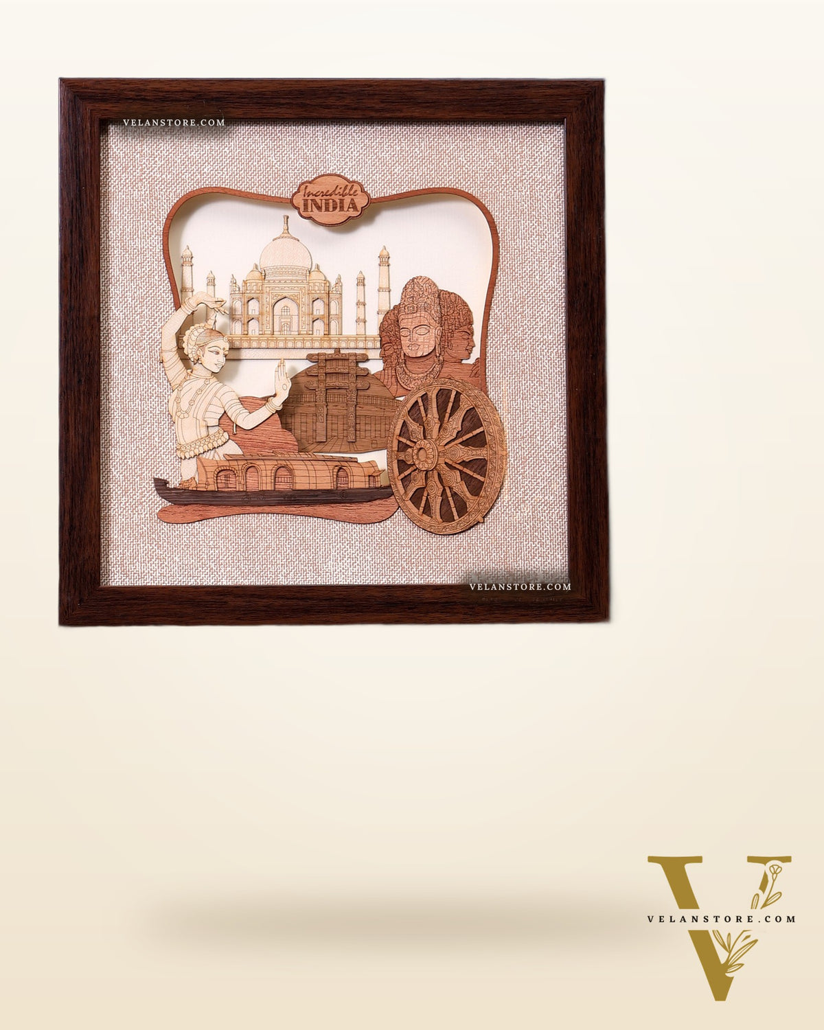 Incredible India – 3D Wooden Art Frame with Glass 10"