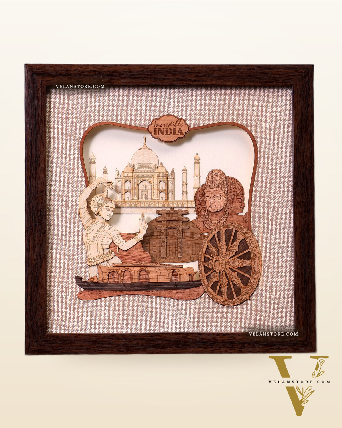 Incredible India – 3D Wooden Art Frame with Glass 10"
