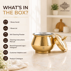 Brass Hammered Design Handi & Inside Tin Lining With Lid
