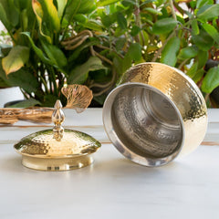 Brass Hammered Design Handi & Inside Tin Lining With Lid