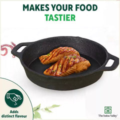 CASTrong Cast Iron Fry Pan, 2 Handles, Pre-seasoned, Nonstick, 100% Pure, Toxin-free, Induction, 24.6cm, 1.8L, 2.6kg