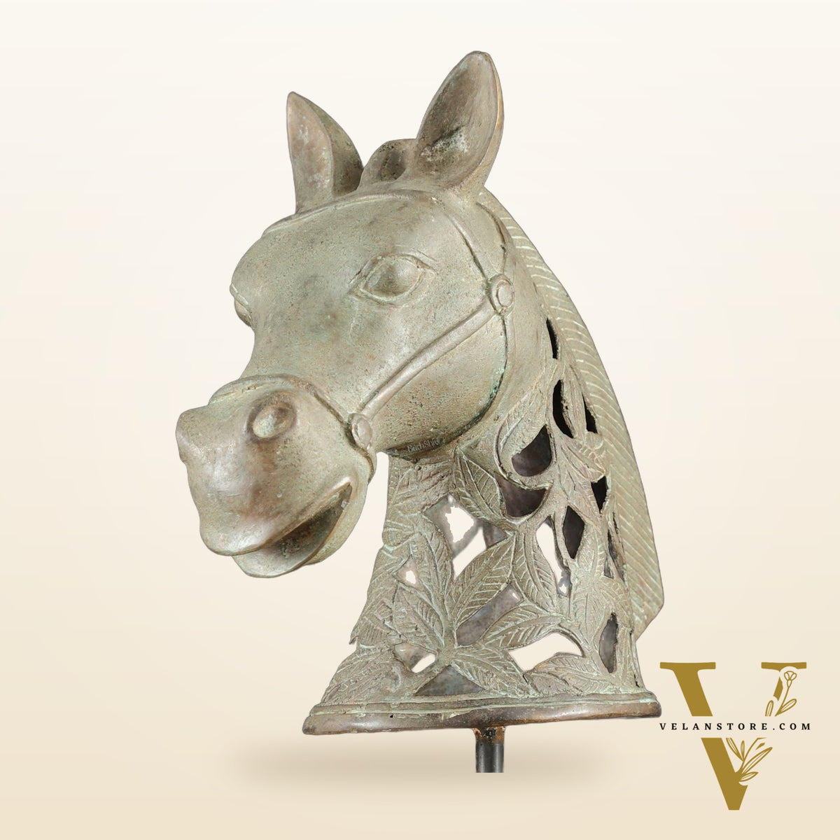 Indonesian Bronze Artistic Horse Head Table Accent | Vintage Lost Wax | 12" |