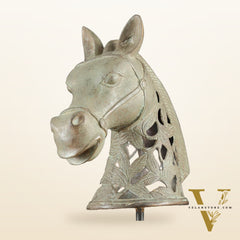 Indonesian Bronze Artistic Horse Head Table Accent | Vintage Lost Wax | 12" |