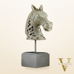 Indonesian Bronze Artistic Horse Head Table Accent | Vintage Lost Wax | 12" |