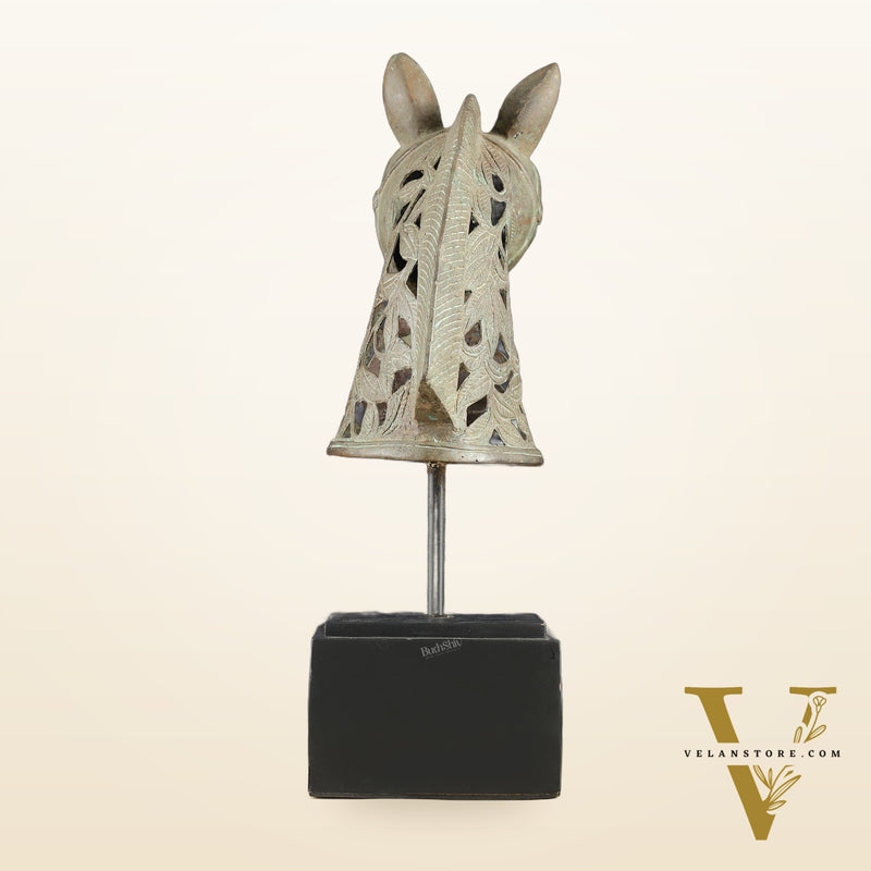 Indonesian Bronze Artistic Horse Head Table Accent | Vintage Lost Wax | 12" |