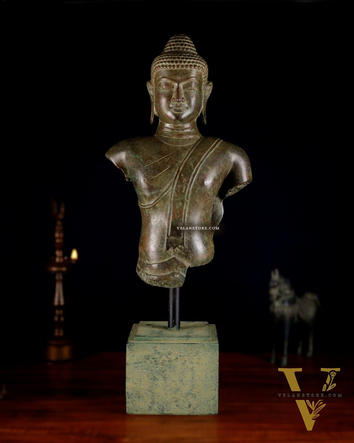 Indonesian Bronze Buddha Bust – 27.5” Artifact