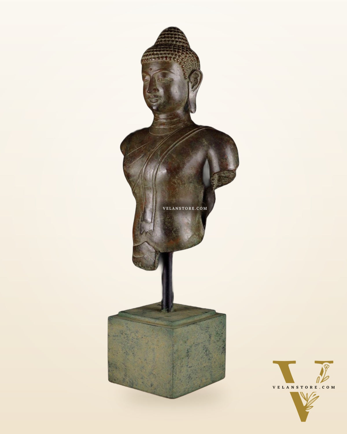 Indonesian Bronze Buddha Bust – 27.5” Artifact