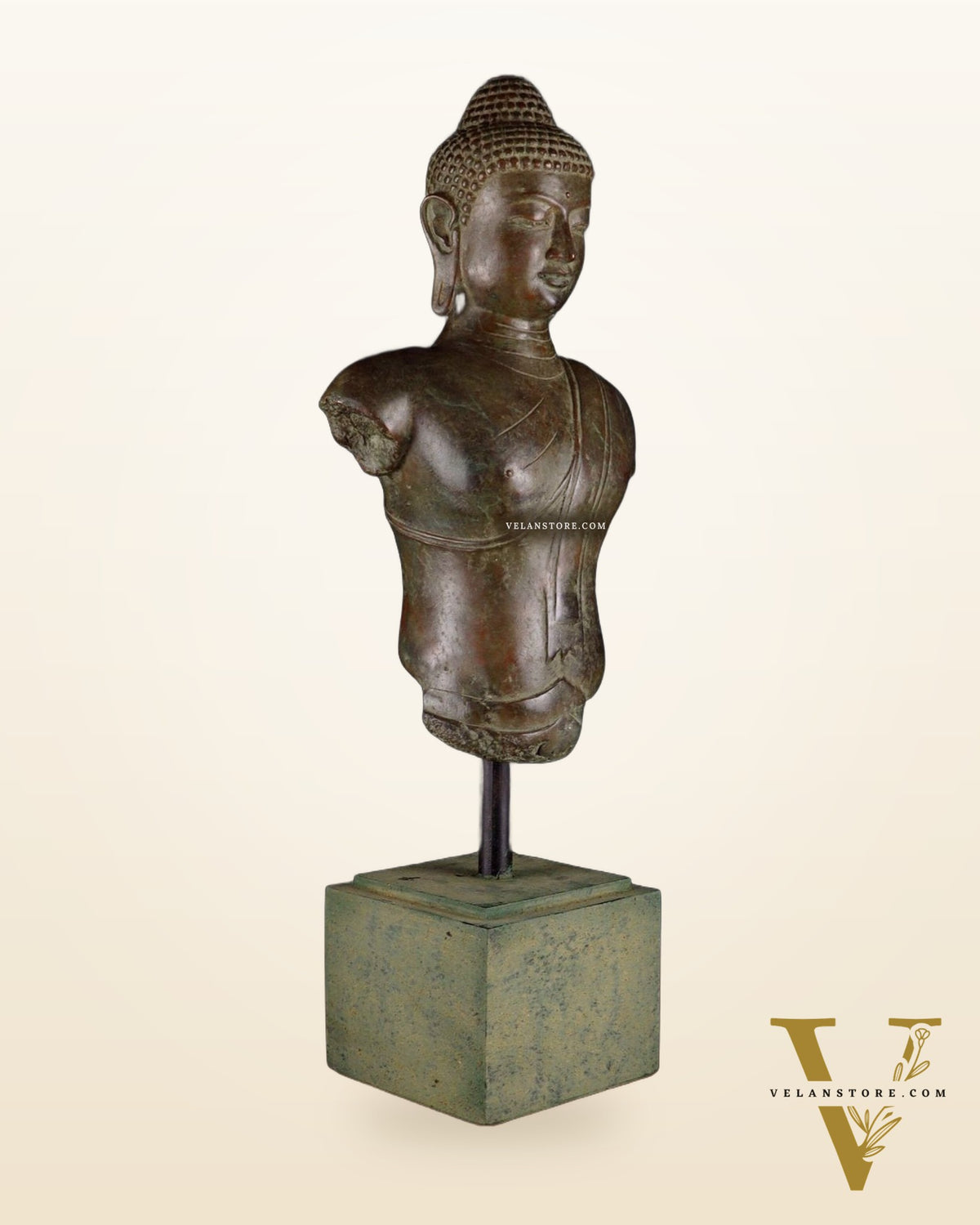 Indonesian Bronze Buddha Bust – 27.5” Artifact
