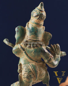 Indonesian Bronze Dancing Ganesha Playing the Flute Sculpture 7"