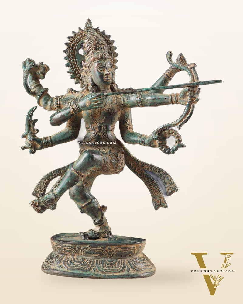 Indonesian Bronze Dancing Lord Rama with Bow and Arrow Vintage Sculpture 10"