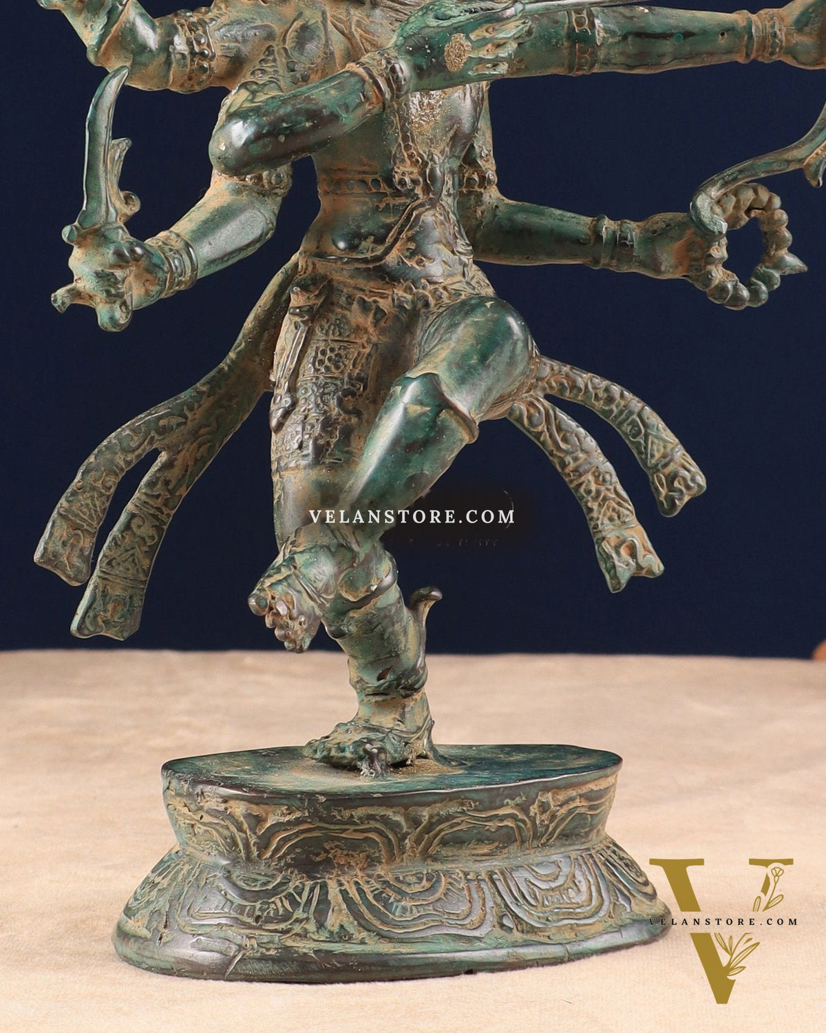 Indonesian Bronze Dancing Lord Rama with Bow and Arrow Vintage Sculpture 10"