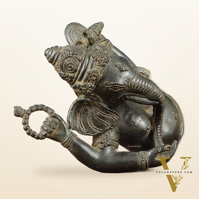 Indonesian Bronze Ganesha Sculpture | Lost Wax Casting 12" wide