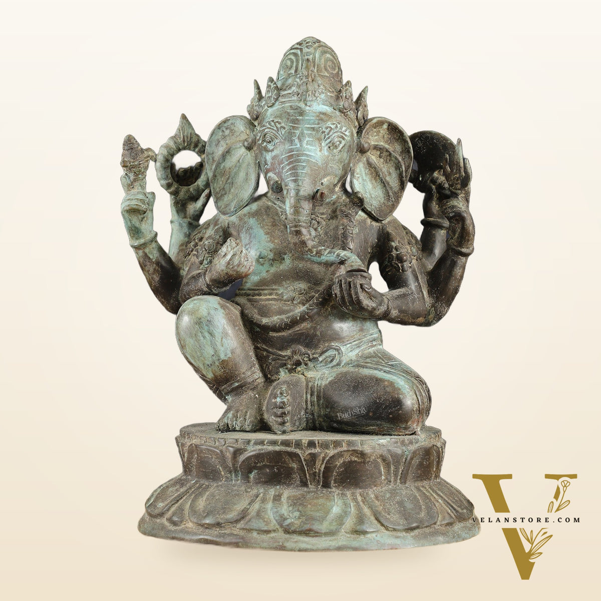 Indonesian Bronze Ganesha Statue | Lost Wax Sculpture | 17"