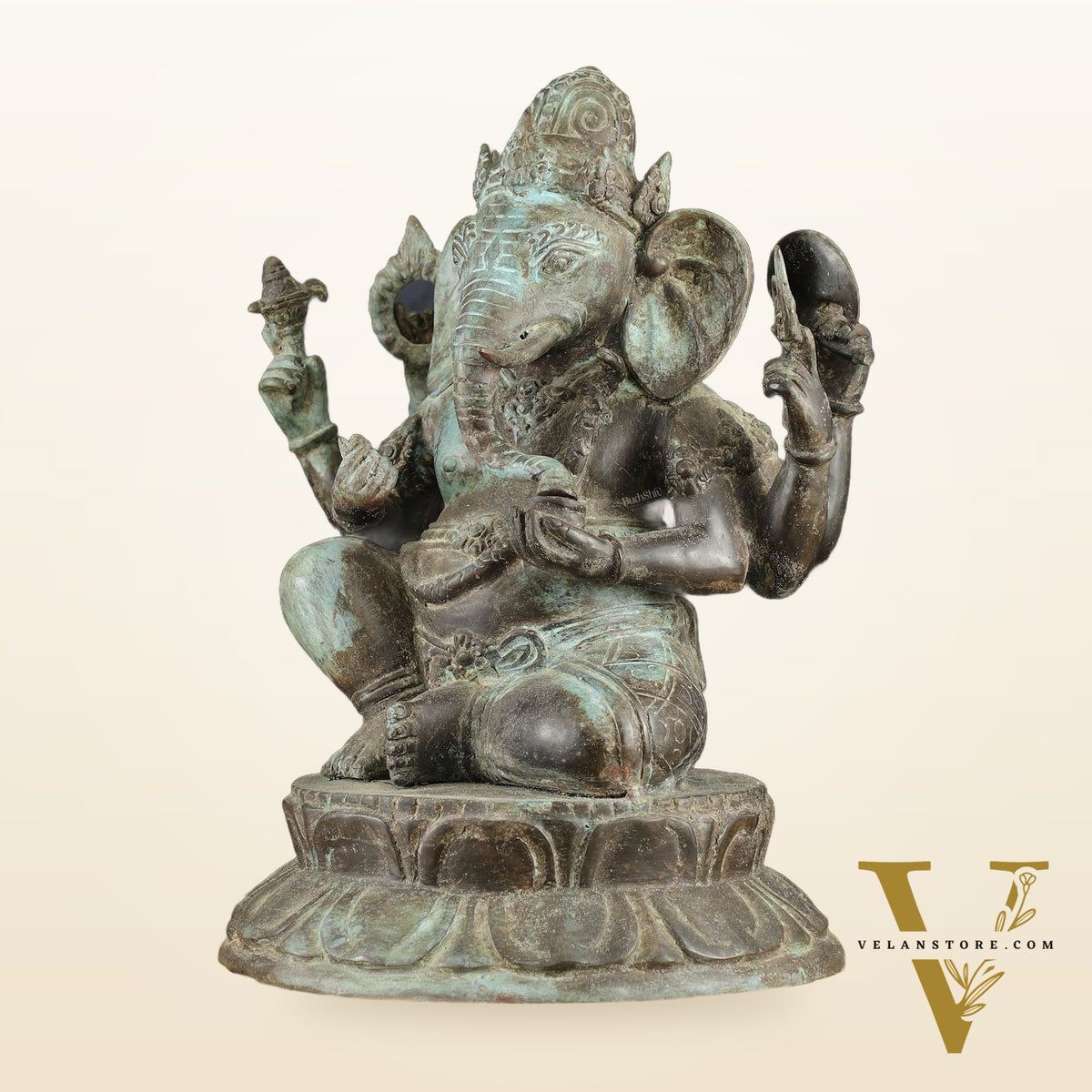 Indonesian Bronze Ganesha Statue | Lost Wax Sculpture | 17"